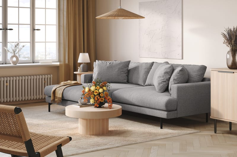 Menard 4-istuttava Vasenkätinen L-muotoinen Divaanisohva Kankaasta - Harmaa - Huonekalut - Sohva - Divaanisohva - 4 istuttava sohva divaanilla