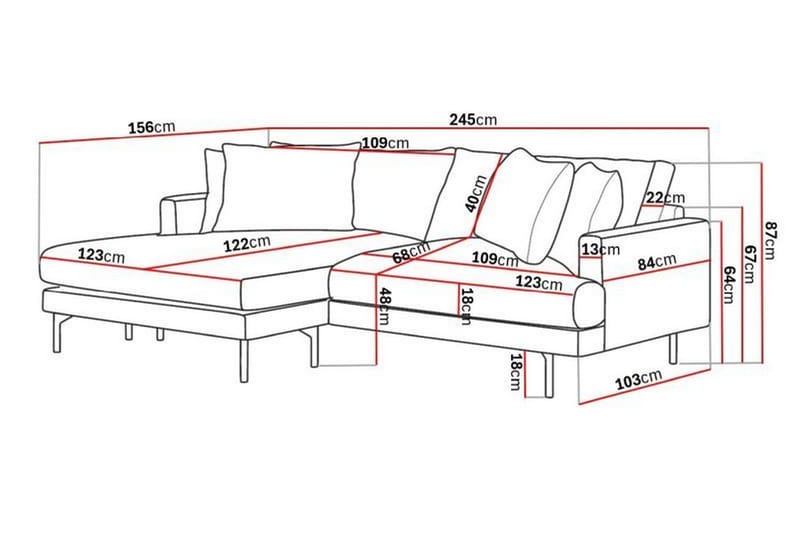 Menard 4-istuttava Vasenkätinen L-muotoinen Divaanisohva Manchesterista - Beige - Huonekalut - Sohva - Divaanisohva