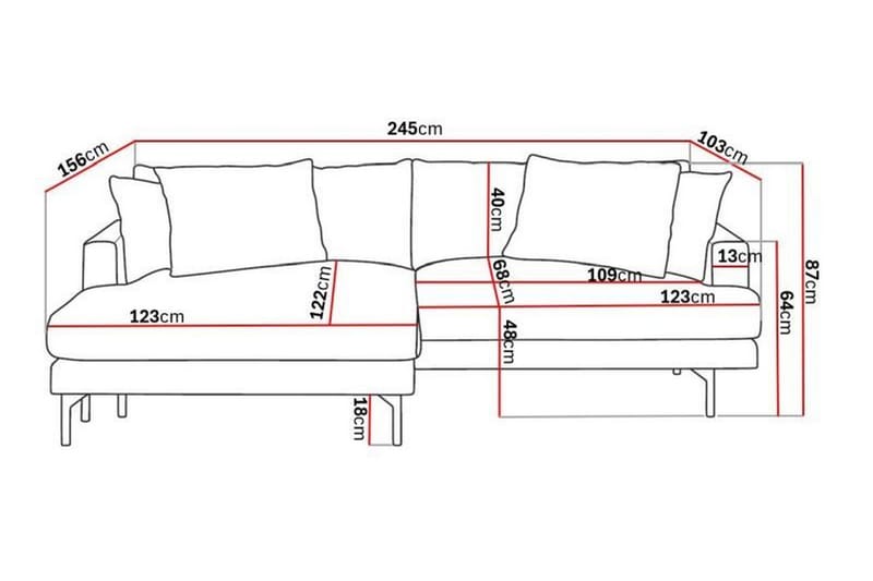 Menard 4-istuttava Vasenkätinen L-muotoinen Divaanisohva Manchesterista - Beige - Huonekalut - Sohva - Divaanisohva