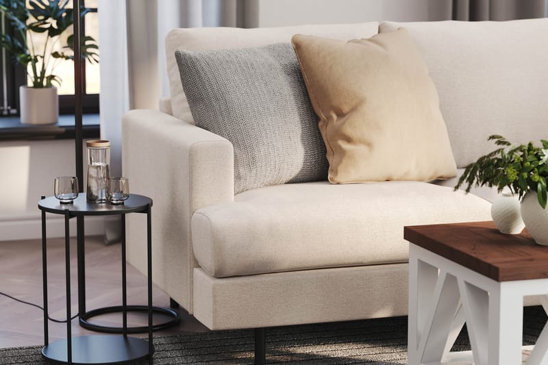 Menard Compact 3-istuttava Oikeakätinen L-muotoinen Divaanisohva Kankaasta - Beige - Huonekalut - Sohva - Divaanisohva - 3 istuttava sohva divaanilla