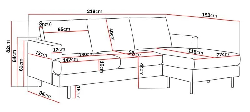 Menard Compact 3-istuttava Oikeakätinen L-muotoinen Divaanisohva Kankaasta - Beige - Huonekalut - Sohva - Divaanisohva - 3 istuttava sohva divaanilla