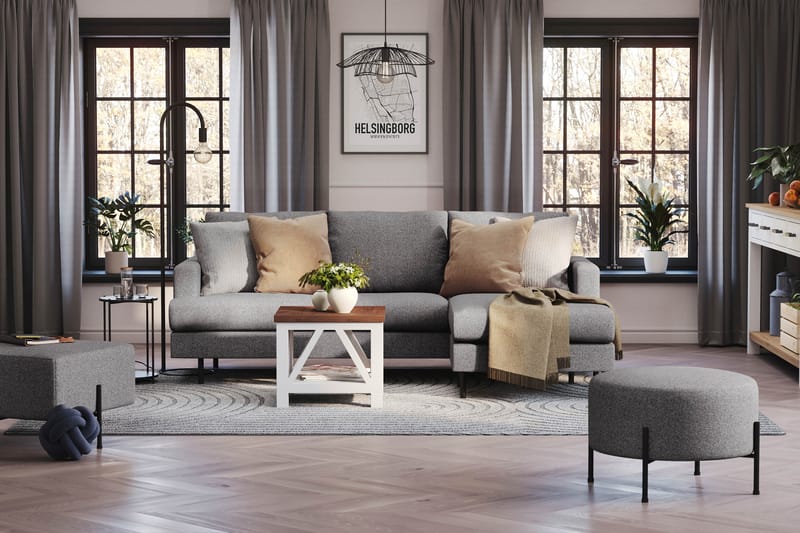 Menard Compact 3-istuttava Oikeakätinen L-muotoinen Divaanisohva Kankaasta - Tummanharmaa - Huonekalut - Sohva - Divaanisohva - 3 istuttava sohva divaanilla