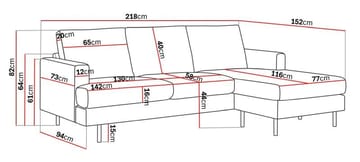 Menard Compact 3-istuttava Oikeakätinen L-muotoinen Divaanisohva Manchesterista - Harmaa - Huonekalut - Sohva - Divaanisohva - 3 istuttava sohva divaanilla
