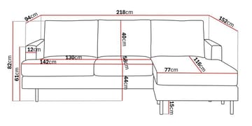 Menard Compact 3-istuttava Oikeakätinen L-muotoinen Divaanisohva Manchesterista - Harmaa - Huonekalut - Sohva - Divaanisohva - 3 istuttava sohva divaanilla