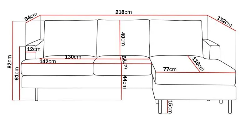 Menard Compact 3-istuttava Oikeakätinen L-muotoinen Divaanisohva Manchesterista - Tummanharmaa - Huonekalut - Sohva - Divaanisohva - 3 istuttava sohva divaanilla