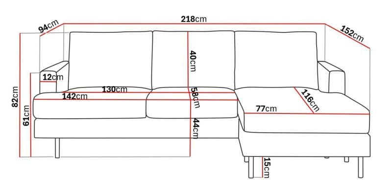 Menard Compact 3-istuttava Oikeakätinen L-muotoinen Divaanisohva Manchesterista - Vihreä - Huonekalut - Sohva - Divaanisohva - 3 istuttava sohva divaanilla