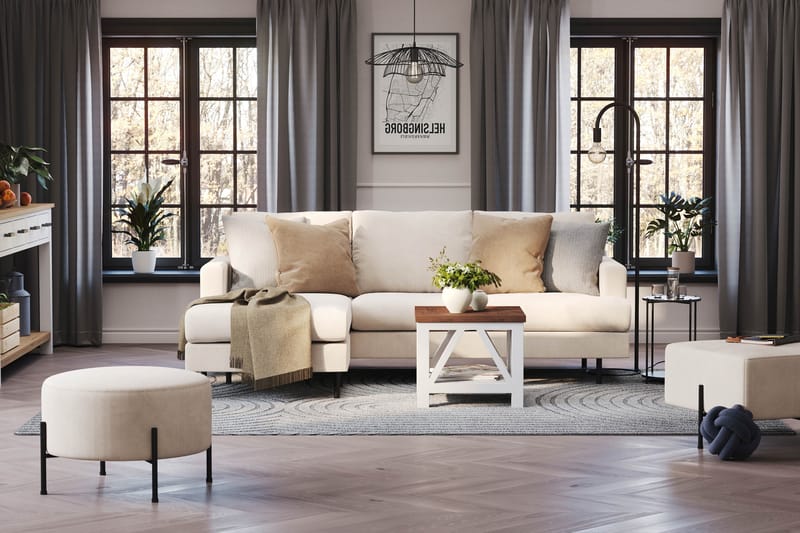 Menard Compact 3-istuttava Vasenkätinen L-muotoinen Divaanisohva Manchesterista - Beige - Huonekalut - Sohva - Divaanisohva - 3 istuttava sohva divaanilla