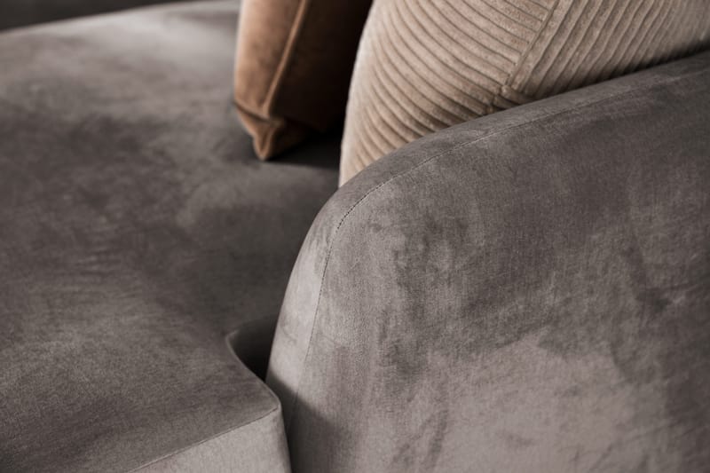 Trend 4-istuttava Oikeakätinen L-muotoinen Leponurkkasohva Sametista - Ruskea - Huonekalut - Sohva - Divaanisohva - 4 istuttava sohva divaanilla