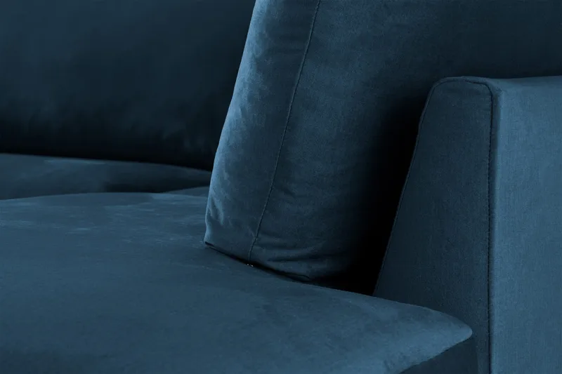 Trend 4-istuttava Oikeakätinen L-muotoinen Leponurkkasohva Sametista - Sininen - Huonekalut - Sohva - Divaanisohva - 4 istuttava sohva divaanilla