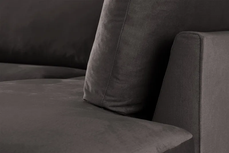 Trend 4-istuttava Oikeakätinen L-muotoinen Leponurkkasohva Sametista - Tummanharmaa - Huonekalut - Sohva - Divaanisohva - 4 istuttava sohva divaanilla
