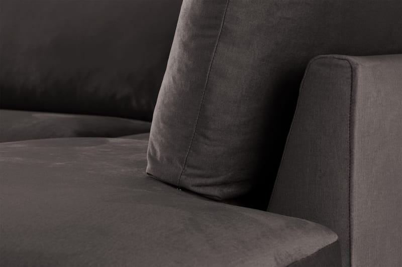 Trend 4-istuttava Oikeakätinen L-muotoinen Leponurkkasohva Sametista - Tummanharmaa - Huonekalut - Sohva - Divaanisohva - 4 istuttava sohva divaanilla