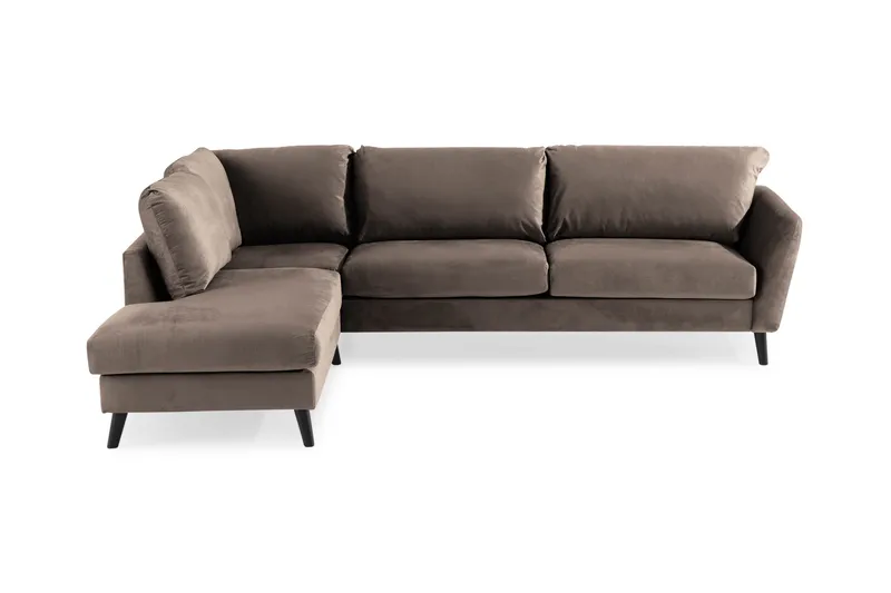Trend 4-istuttava Vasenkätinen L-muotoinen Leponurkkasohva Sametista - Ruskea - Huonekalut - Sohva - Divaanisohva - 4 istuttava sohva divaanilla