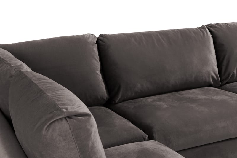 Trend 4-istuttava Vasenkätinen L-muotoinen Leponurkkasohva Sametista - Tummanharmaa - Huonekalut - Sohva - Divaanisohva - 4 istuttava sohva divaanilla