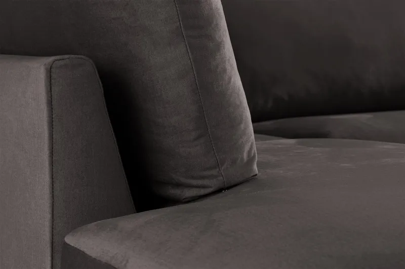 Trend 4-istuttava Vasenkätinen L-muotoinen Leponurkkasohva Sametista - Tummanharmaa - Huonekalut - Sohva - Divaanisohva - 4 istuttava sohva divaanilla