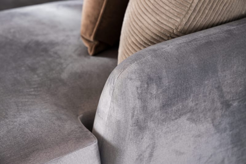 Trend 4-istuttava Vasenkätinen L-muotoinen Leponurkkasohva Sametista - Vaaleanharmaa - Huonekalut - Sohva - Divaanisohva - 4 istuttava sohva divaanilla