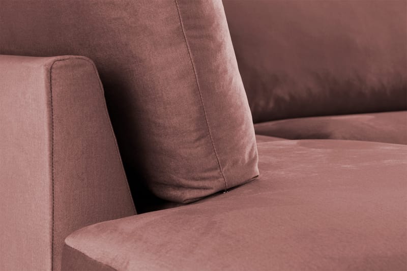 Trend 4-istuttava Vasenkätinen L-muotoinen Leponurkkasohva Sametista - Vaaleanpunainen - Huonekalut - Sohva - Divaanisohva - 4 istuttava sohva divaanilla