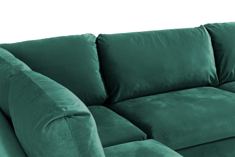 Trend 4-istuttava Vasenkätinen L-muotoinen Leponurkkasohva Sametista - Vihreä - Huonekalut - Sohva - Divaanisohva - 4 istuttava sohva divaanilla