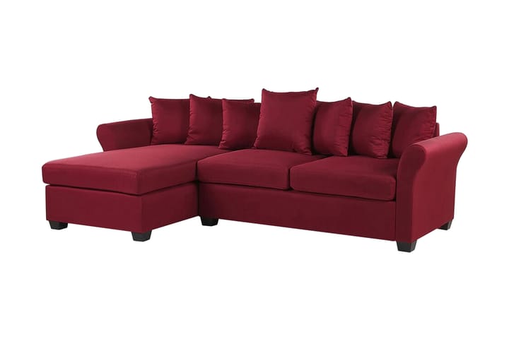 3:n ist Kulmasohva Lyngsnes - Tummanpunainen - 3 istuttava sohva divaanilla - Divaanisohva