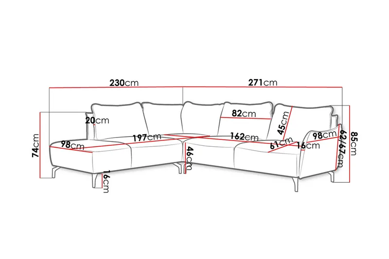 3:n ist Kulmasohva Preece - Beige - Huonekalut - Sohva - Divaanisohva - 3 istuttava sohva divaanilla