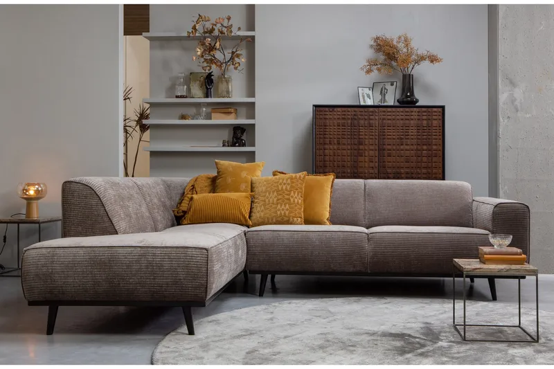 3:n ist Sohva Shedfield avopäädyllä Vasen - Taupe - Huonekalut - Sohva - Divaanisohva - 4 istuttava sohva divaanilla