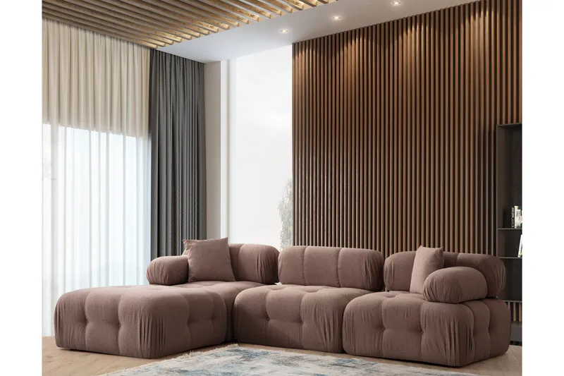 Belgin Kupliva Divaanisohva 3-istuttava 315 cm - Ruskea - Huonekalut - Sohva - Moduulisohva - Moduulisohvakokonaisuus