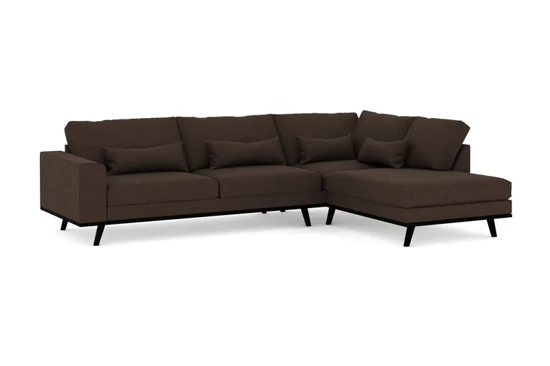 Copenhagen 4-istuttava Oikeakätinen L-muotoinen Divaanisohva Kankaalla - Ruskea - Huonekalut - Sohva - Divaanisohva - 4 istuttava sohva divaanilla