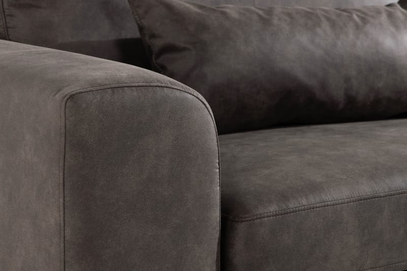 Copenhagen 4-istuttava Oikeakätinen L-muotoinen Divaanisohva Keinonahkalla - Tummanharmaa - Huonekalut - Sohva - Divaanisohva - 4 istuttava sohva divaanilla