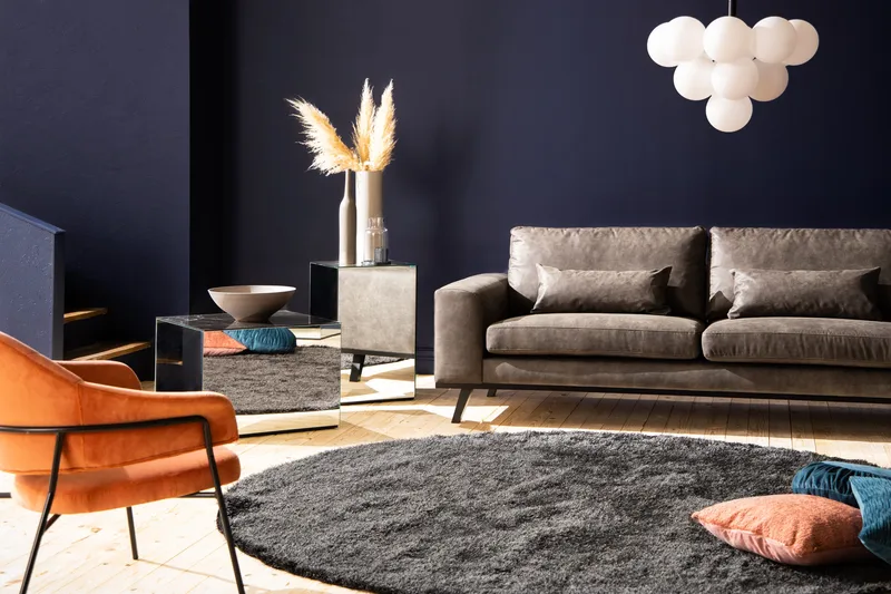 Copenhagen 4-istuttava Oikeakätinen L-muotoinen Divaanisohva Keinonahkalla - Tummanharmaa - Huonekalut - Sohva - Divaanisohva - 4 istuttava sohva divaanilla