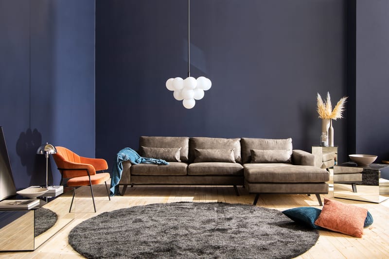 Copenhagen 4-istuttava Oikeakätinen L-muotoinen Divaanisohva Keinonahkalla - Tummanharmaa - Huonekalut - Sohva - Divaanisohva - 4 istuttava sohva divaanilla