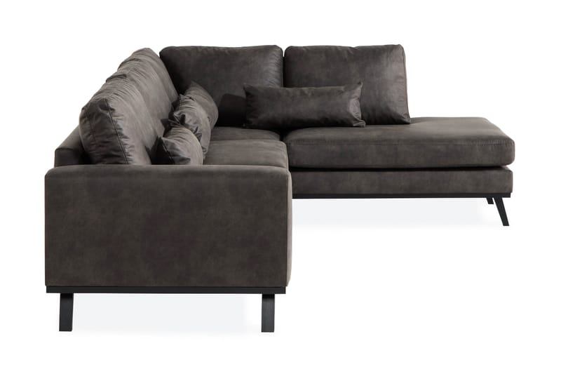 Copenhagen 4-istuttava Oikeakätinen L-muotoinen Divaanisohva Keinonahkalla - Tummanharmaa - Huonekalut - Sohva - Divaanisohva - 4 istuttava sohva divaanilla