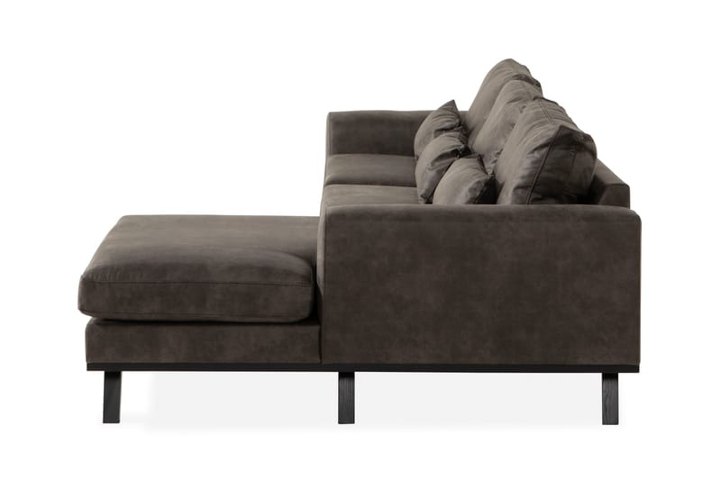 Copenhagen 4-istuttava Oikeakätinen L-muotoinen Divaanisohva Keinonahkalla - Tummanharmaa - Huonekalut - Sohva - Divaanisohva - 4 istuttava sohva divaanilla