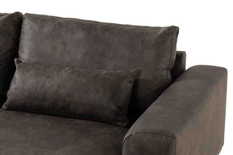 Copenhagen 4-istuttava Oikeakätinen L-muotoinen Divaanisohva Keinonahkalla - Tummanharmaa - Huonekalut - Sohva - Divaanisohva - 4 istuttava sohva divaanilla
