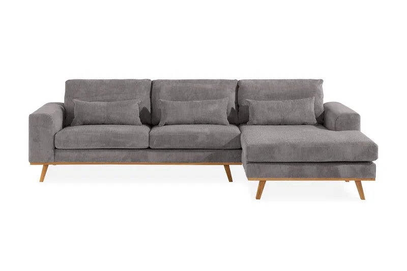 Copenhagen 4-istuttava Oikeakätinen L-muotoinen Divaanisohva Manchester-kankaalla - Tummanharmaa - Huonekalut - Sohva - Divaanisohva - 4 istuttava sohva divaanilla