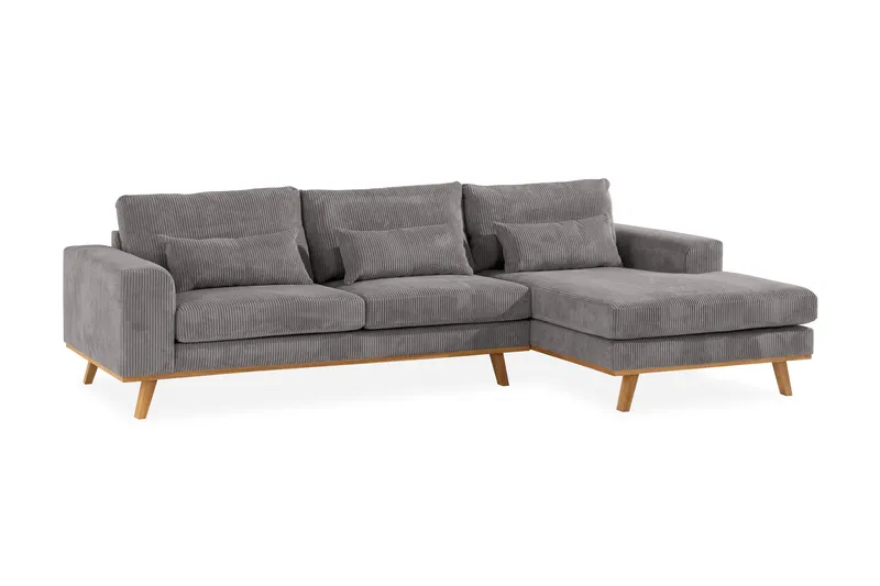 Copenhagen 4-istuttava Oikeakätinen L-muotoinen Divaanisohva Manchester-kankaalla - Tummanharmaa - Huonekalut - Sohva - Divaanisohva - 4 istuttava sohva divaanilla
