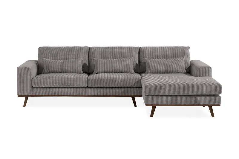 Copenhagen 4-istuttava Oikeakätinen L-muotoinen Divaanisohva Manchester-kankaalla - Tummanharmaa - Huonekalut - Sohva - Divaanisohva - 4 istuttava sohva divaanilla
