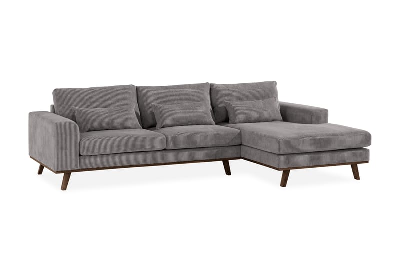 Copenhagen 4-istuttava Oikeakätinen L-muotoinen Divaanisohva Manchester-kankaalla - Tummanharmaa - Huonekalut - Sohva - Divaanisohva - 4 istuttava sohva divaanilla