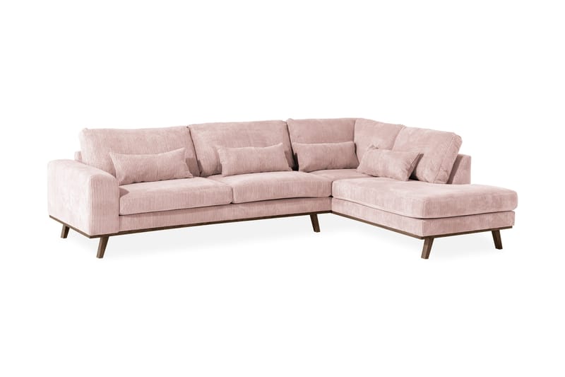 Copenhagen 4-istuttava Oikeakätinen L-muotoinen Divaanisohva Manchester-kankaalla - Vaaleanpunainen - Huonekalut - Sohva - Divaanisohva - 4 istuttava sohva divaanilla