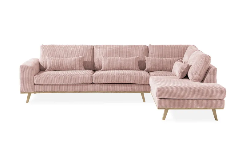 Copenhagen 4-istuttava Oikeakätinen L-muotoinen Divaanisohva Manchester-kankaalla - Vaaleanpunainen - Huonekalut - Sohva - Divaanisohva - 4 istuttava sohva divaanilla