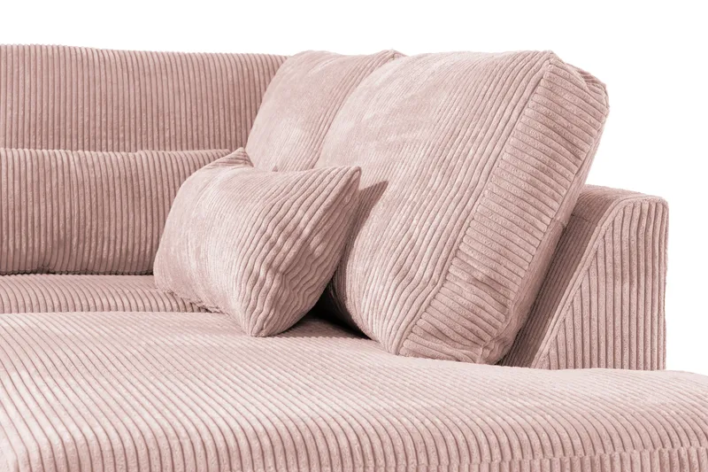 Copenhagen 4-istuttava Oikeakätinen L-muotoinen Divaanisohva Manchester-kankaalla - Vaaleanpunainen - Huonekalut - Sohva - Divaanisohva - 4 istuttava sohva divaanilla