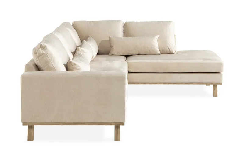 Copenhagen 4-istuttava Oikeakätinen L-muotoinen Divaanisohva Sametilla - Beige - Huonekalut - Sohva - Divaanisohva - 4 istuttava sohva divaanilla