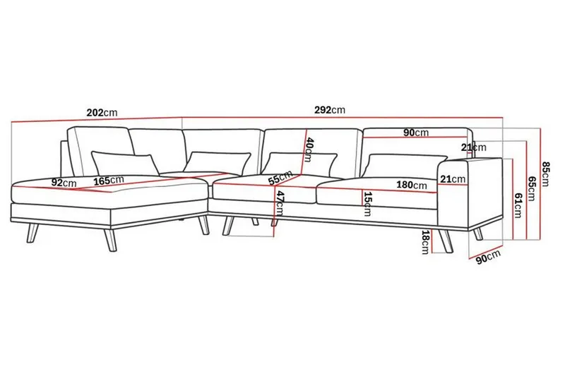 Copenhagen 4-istuttava Vasenkätinen L-muotoinen Divaanisohva Kankaalla - Beige - Huonekalut - Sohva - Divaanisohva - 4 istuttava sohva divaanilla