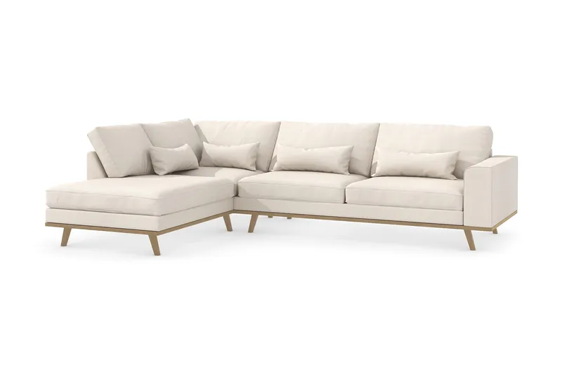 Copenhagen 4-istuttava Vasenkätinen L-muotoinen Divaanisohva Kankaalla - Beige - Huonekalut - Sohva - Divaanisohva - 4 istuttava sohva divaanilla