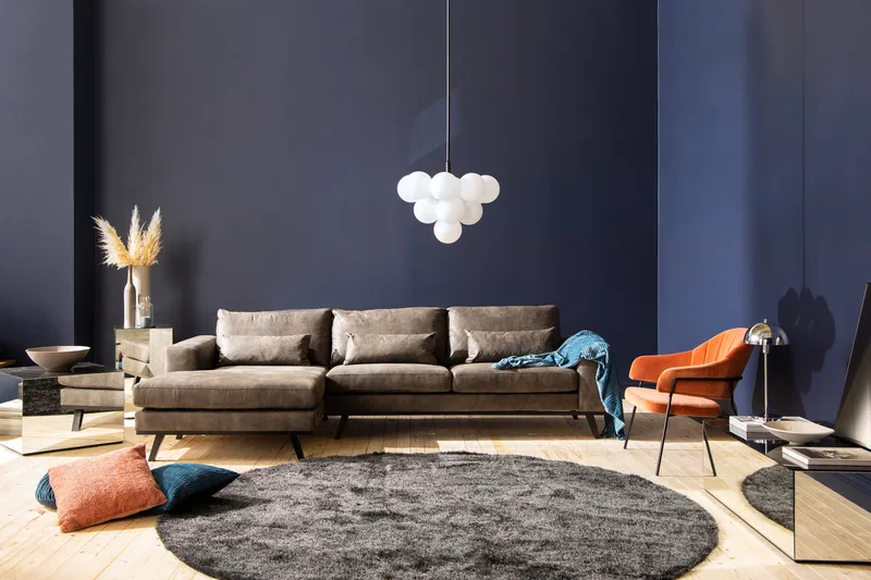 Copenhagen 4-istuttava Vasenkätinen L-muotoinen Divaanisohva Keinonahkalla - Tummanharmaa - Huonekalut - Sohva - Divaanisohva - 4 istuttava sohva divaanilla