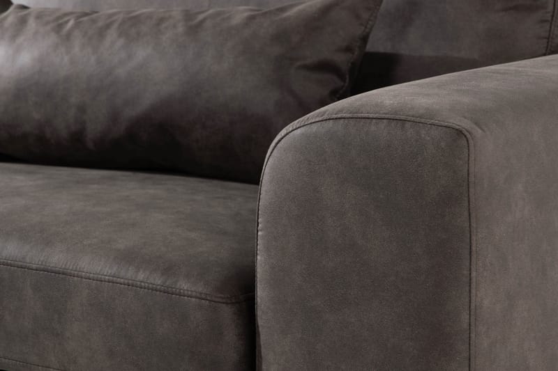 Copenhagen 4-istuttava Vasenkätinen L-muotoinen Divaanisohva Keinonahkalla - Tummanharmaa - Huonekalut - Sohva - Divaanisohva - 4 istuttava sohva divaanilla