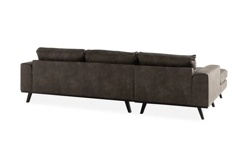 Copenhagen 4-istuttava Vasenkätinen L-muotoinen Divaanisohva Keinonahkalla - Tummanharmaa - Huonekalut - Sohva - Divaanisohva - 4 istuttava sohva divaanilla