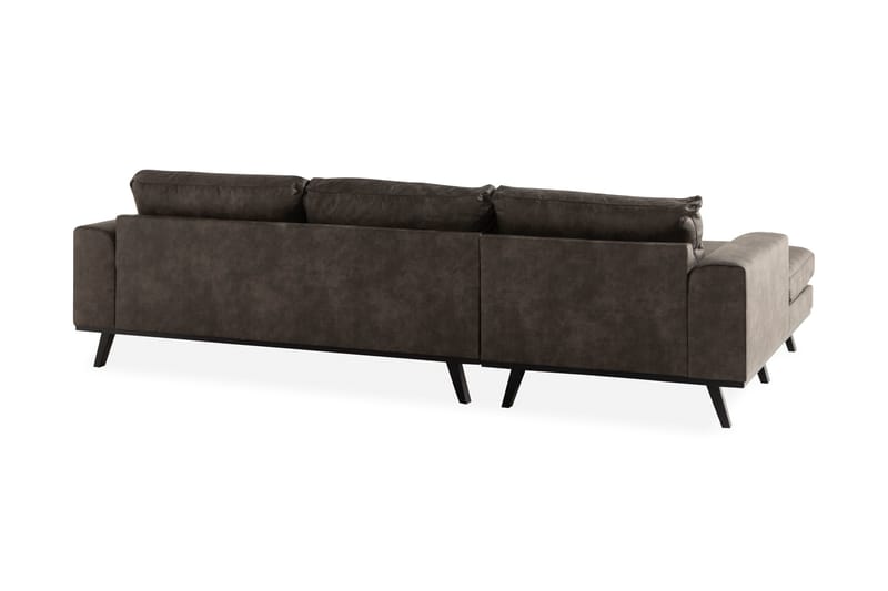 Copenhagen 4-istuttava Vasenkätinen L-muotoinen Divaanisohva Keinonahkalla - Tummanharmaa - Huonekalut - Sohva - Divaanisohva - 4 istuttava sohva divaanilla