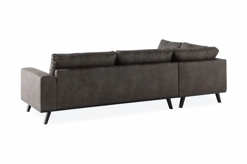 Copenhagen 4-istuttava Vasenkätinen L-muotoinen Divaanisohva Keinonahkalla - Tummanharmaa - Huonekalut - Sohva - Divaanisohva - 4 istuttava sohva divaanilla