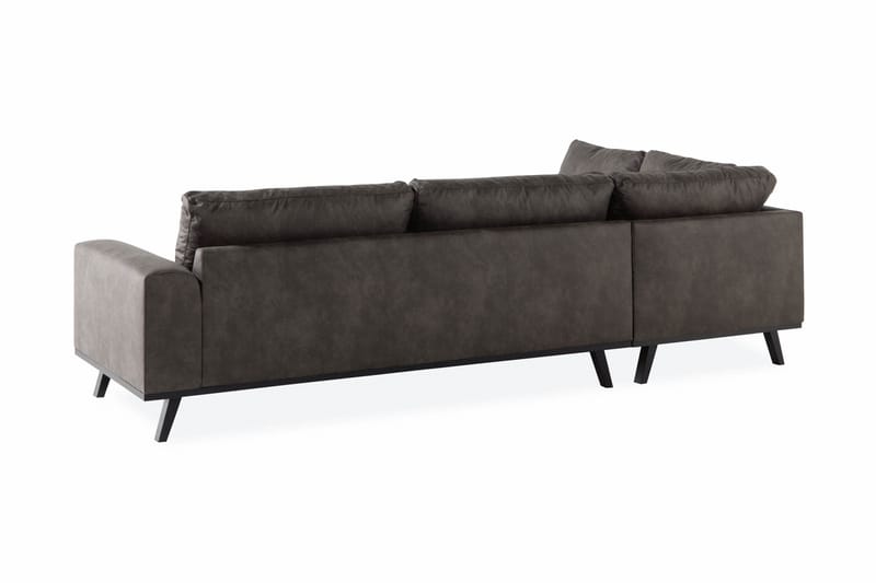 Copenhagen 4-istuttava Vasenkätinen L-muotoinen Divaanisohva Keinonahkalla - Tummanharmaa - Huonekalut - Sohva - Divaanisohva - 4 istuttava sohva divaanilla