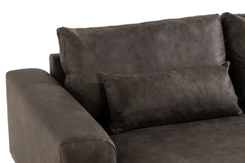 Copenhagen 4-istuttava Vasenkätinen L-muotoinen Divaanisohva Keinonahkalla - Tummanharmaa - Huonekalut - Sohva - Divaanisohva - 4 istuttava sohva divaanilla