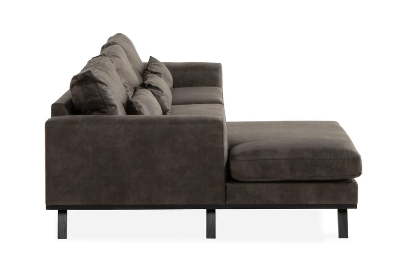 Copenhagen 4-istuttava Vasenkätinen L-muotoinen Divaanisohva Keinonahkalla - Tummanharmaa - Huonekalut - Sohva - Divaanisohva - 4 istuttava sohva divaanilla